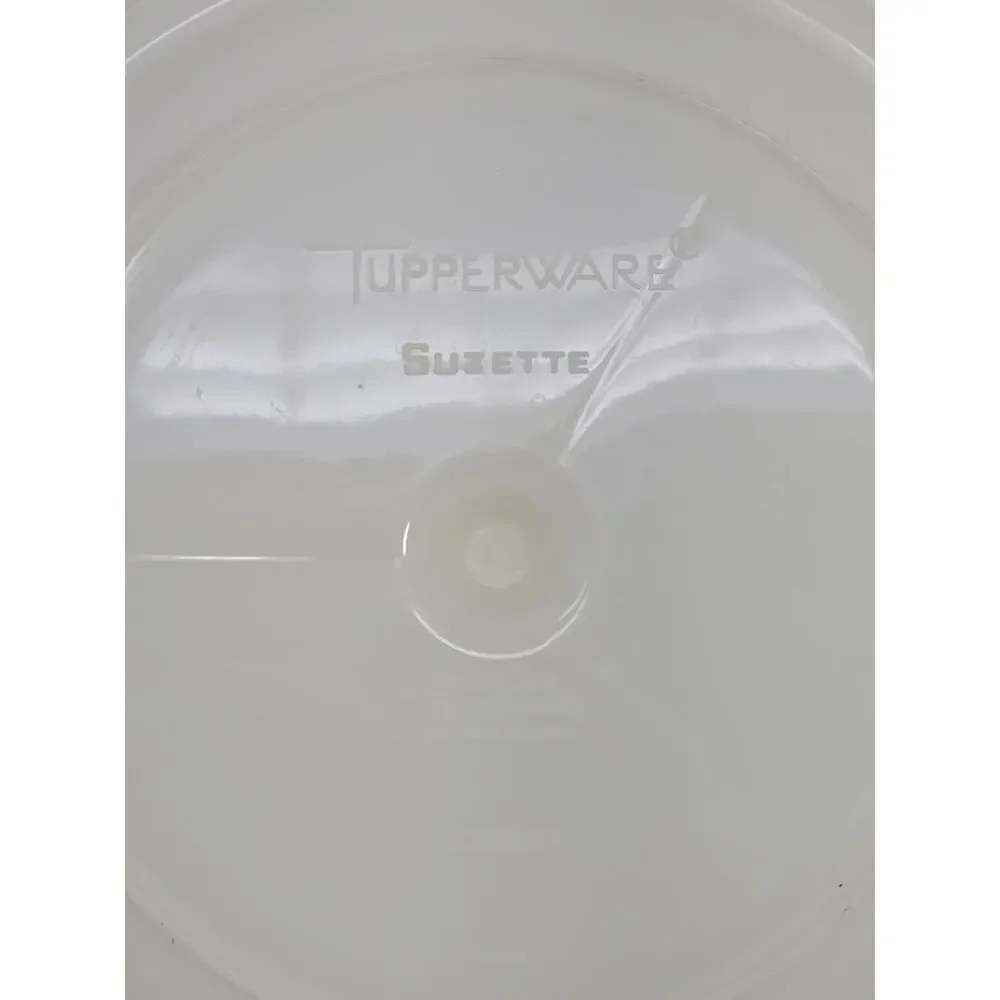 Vintage Tupperware 3 Piece White Clear‎ Suzette 608 Lid 8.5” Round U57